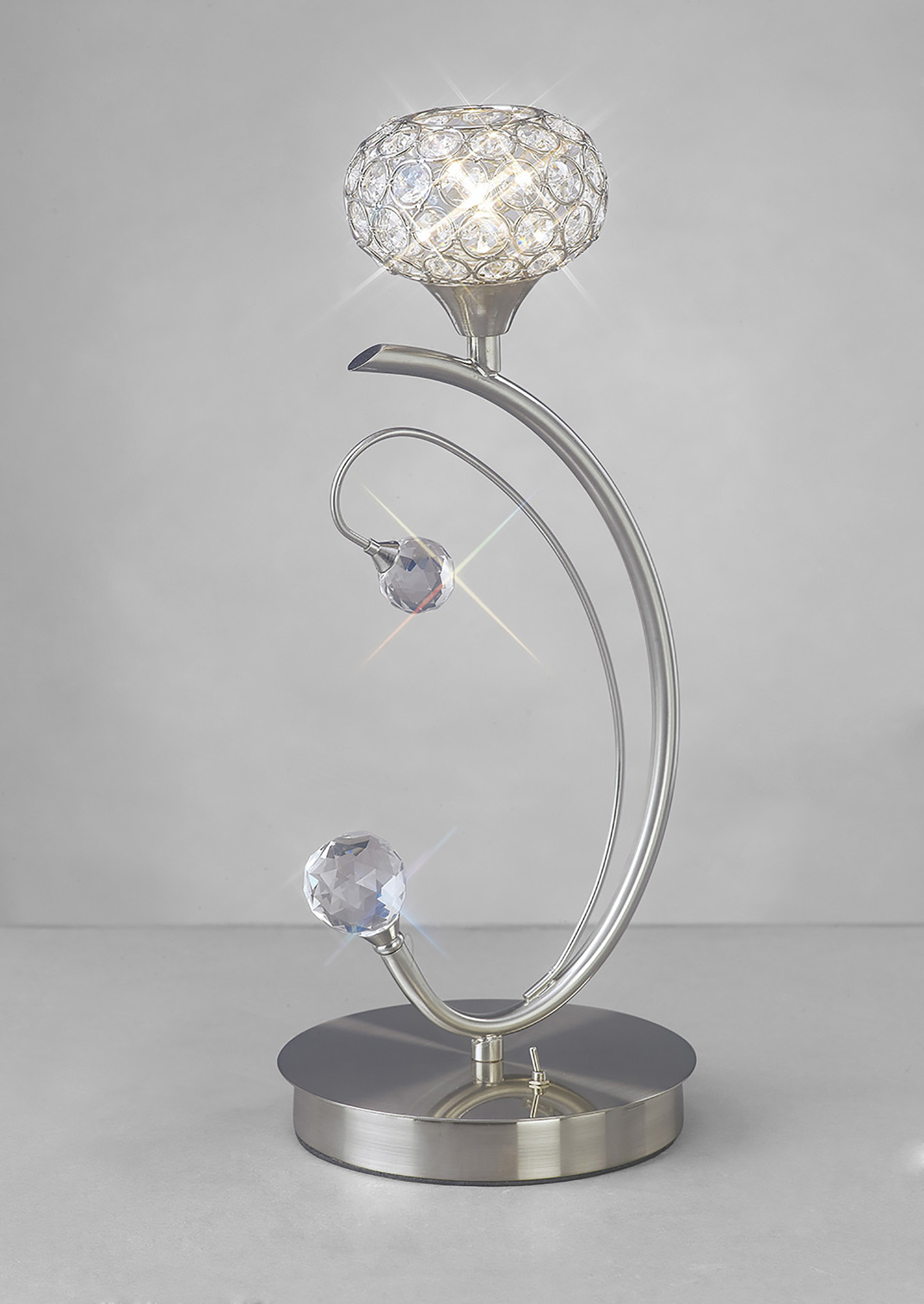 IL30939  Cara Crystal 42cm 1 Light Table Lamp Satin Nickel